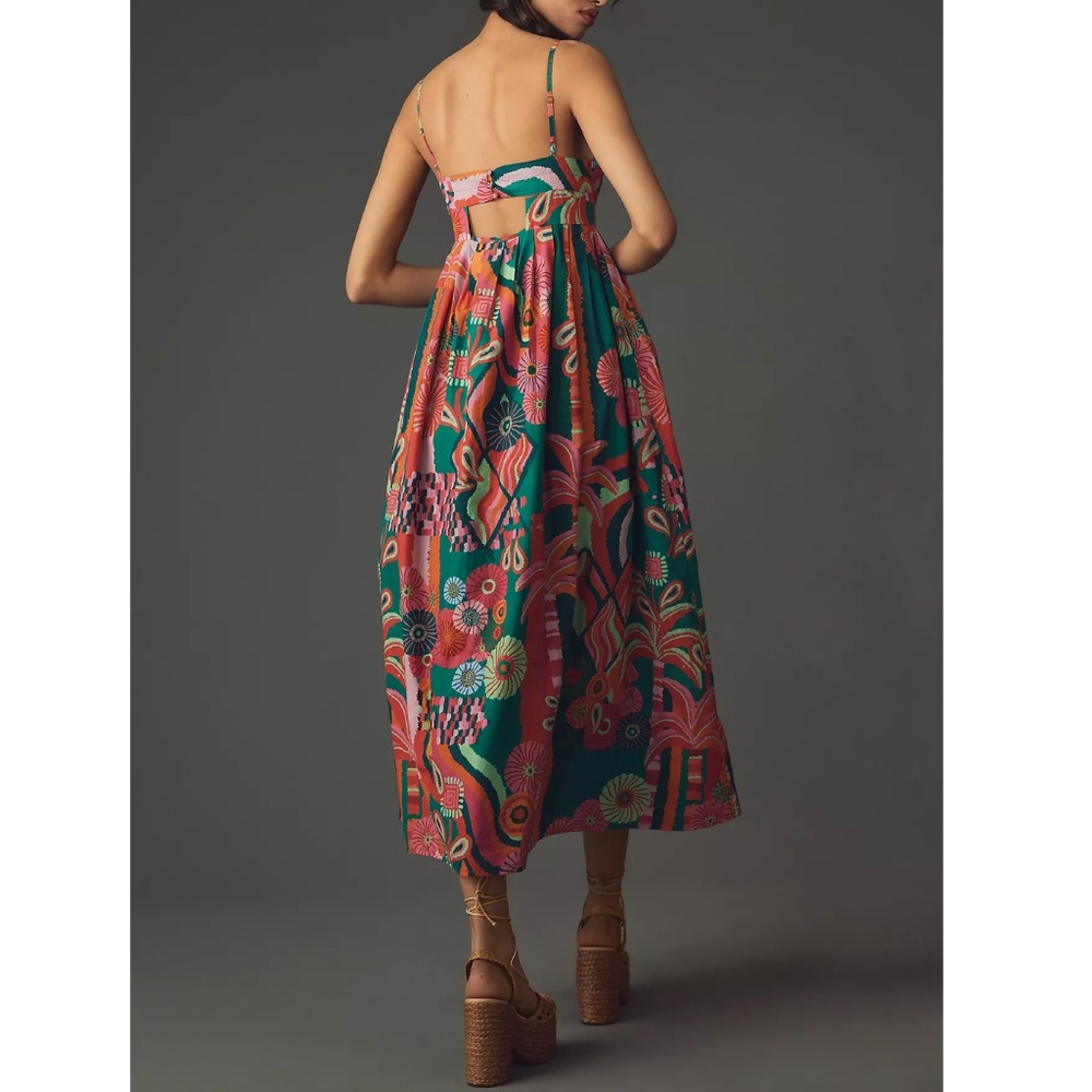 NWT | FARM Rio Pleated Palm Midi Dress | XS - Picture 3 of 13